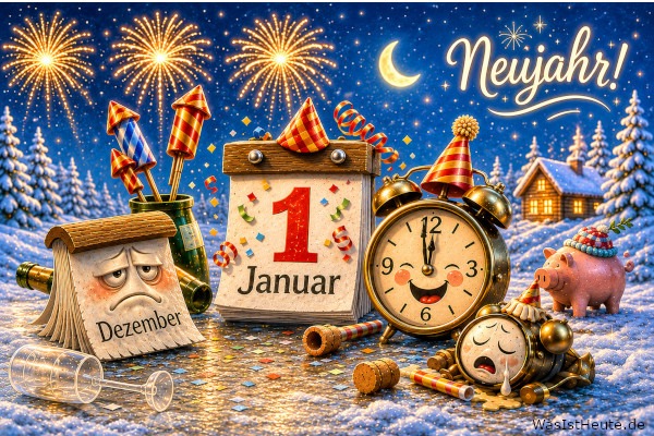 Neujahr ist am 1. Januar: Start des neuen Kalenderjahres (Neujahrstag)