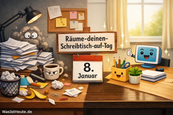Räume-deinen-Schreibtisch-auf-Tag ist am 8. Januar: Büroordnung schaffen