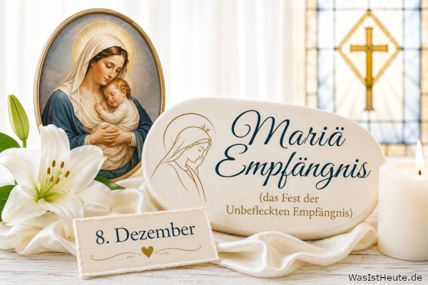 Mariä Empfängnis (das Fest der Unbefleckten Empfängnis) ist am 8. Dezember: Katholischer Gedenktag zu Ehren Marias