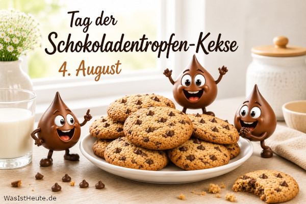 Tag der Schokoladentropfen-Kekse ist am 4. August: Beliebter Ehrentag für knusprige Kekse mit Schokoladentropfen.