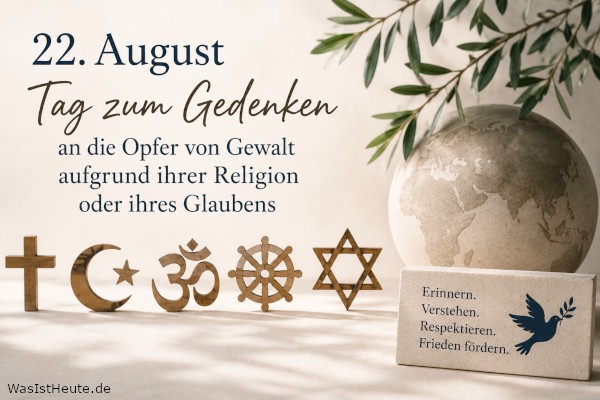 Tag zum Gedenken an die Opfer von Gewalt aufgrund ihrer Religion oder ihres Glaubens ist am 22. August: Gedenken an Opfer und Schutz der Religionsfreiheit.